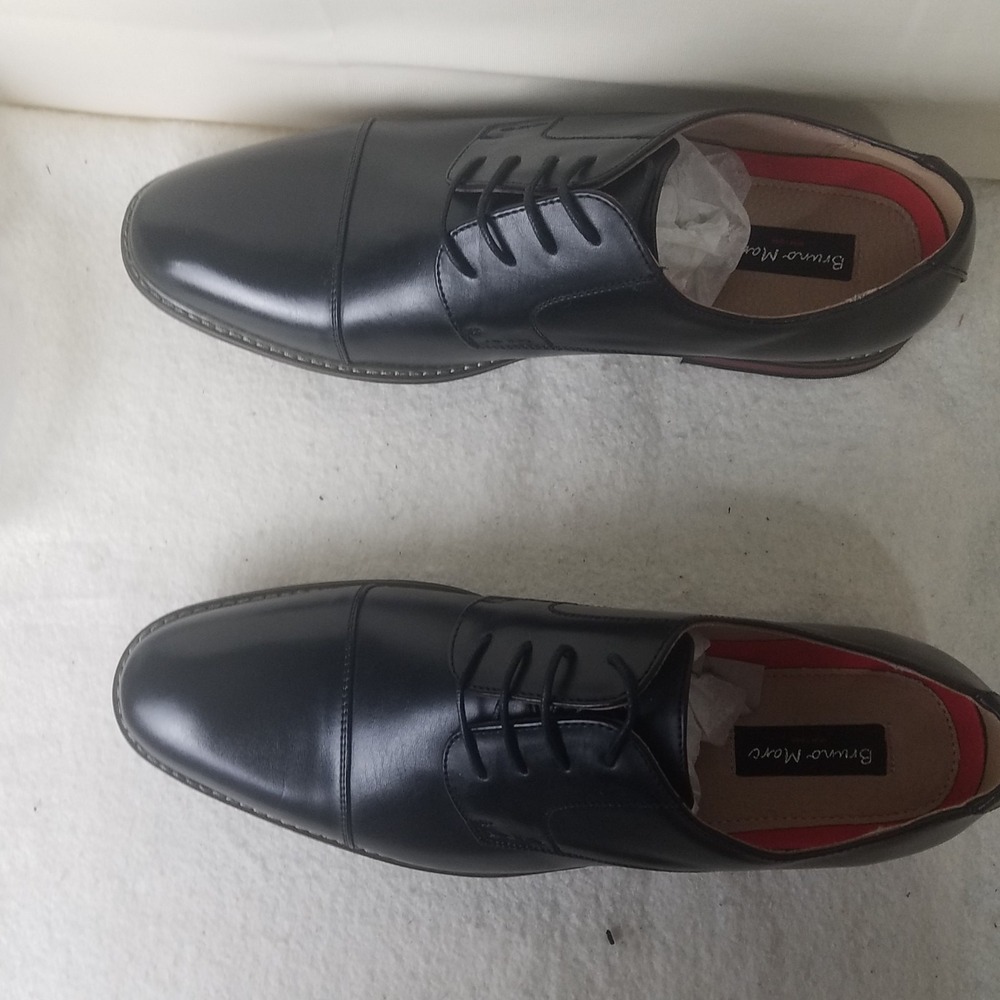 Bruno marc‎ dress shoe Men's 15 Oxford Dress black NITB leather stacked heel - Picture 6 of 11